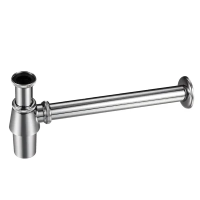 SIFON BOTELLA LAVAMANOS – 1 1/4 TUBO 25CM | INCLUYE EMBELLECEDOR | ACERO INOXIDABLE