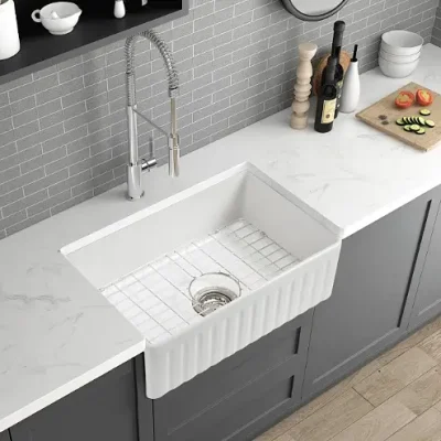 LAVAPLATOS LANDHAUS 1C + REJILLA + DESAGUE +  SIFÓN BOTELLA FREGADERO – 76CM ANCHO X 25,5 CM PROFUNDIDAD X 46CM LARGO| PORCELANA VITRIFICADA CON TECNOLOGIA DE CLAY ANTI-SALTADO