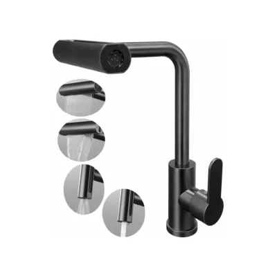 LLAVE MONOMANDO LAVAPLATOS 4 EN 1 – 360° DE LATÓN | ALTO 34CM | ANCHO 5CM| PROFUNDIDAD 22,5CM