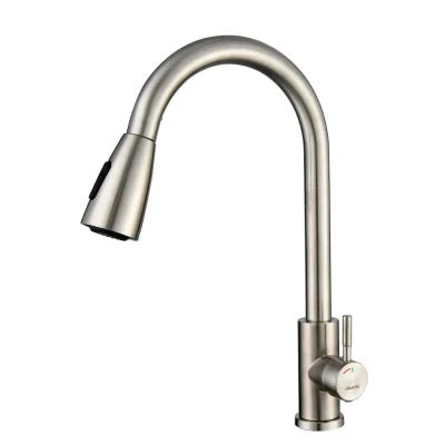 MONOMANDO COCINA CON EXTRAIBLE BRUSHED NICKEL COOLSTART – CARTUCHO CERÁMICO DE 35MM | AIREADOR CON 30% DE AHORRO DE AGUA | SISTEMA DE APERTURA EN FRÍO COOLSTART | ACERO INOXIDABLE | INCLUYE FLEXIBLES VINÍLICOS M10XHI 1/2″ DE 40CM | SET DE INSTALACIÓN